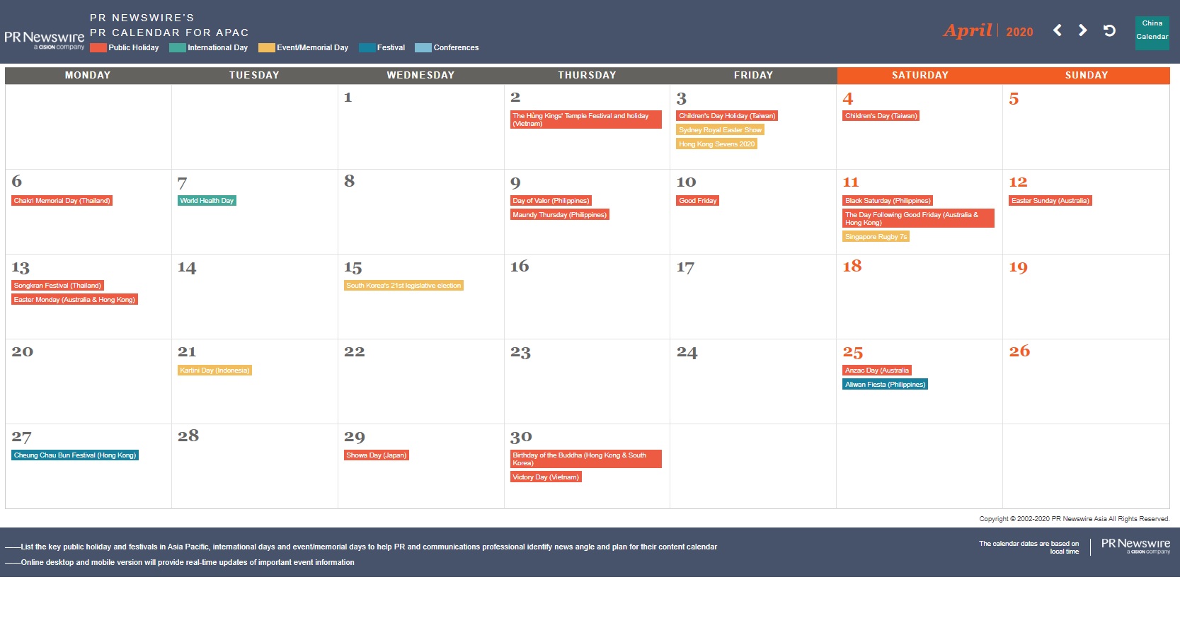 April 2020 PR Calendar Cheat Sheet: Easter, Earth Day and World Health Day
